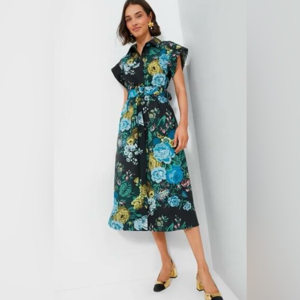 Tuckernuck Black Floral Midi Dress NWT